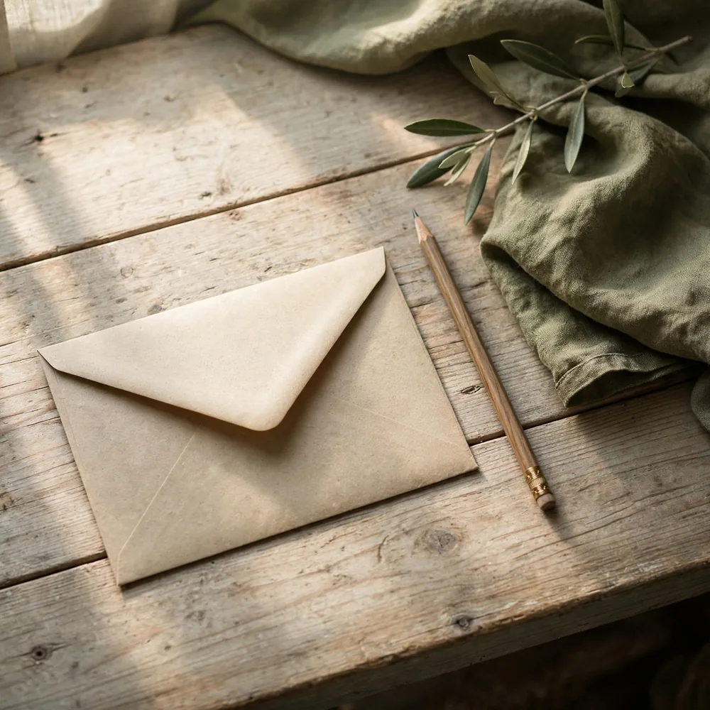 An envelope and a pencil